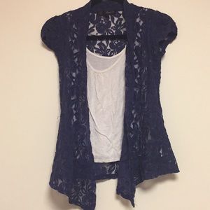 Lacy navy blue top